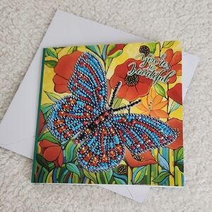 Colorful Butterfly Greeting Card Diamond Painting Art Beaded Handmade